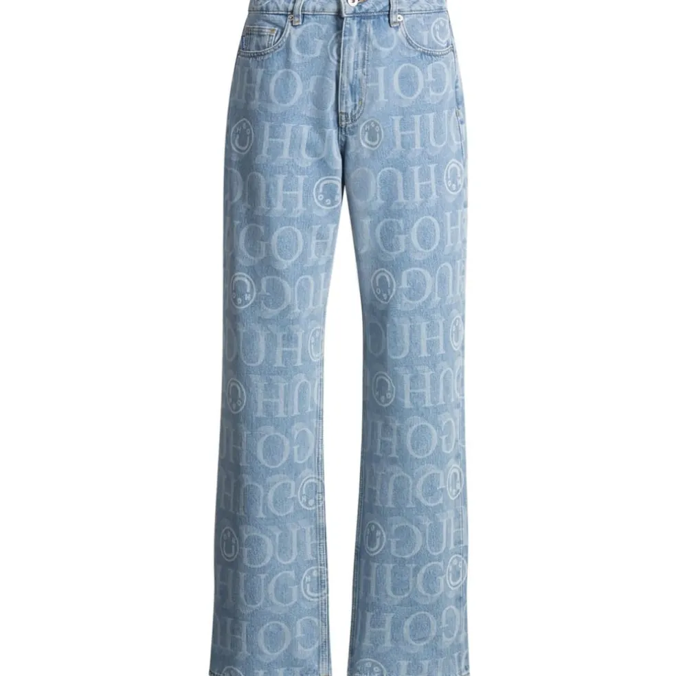 Hugo Wide Leg Relaxed Fit Jeans in Blue