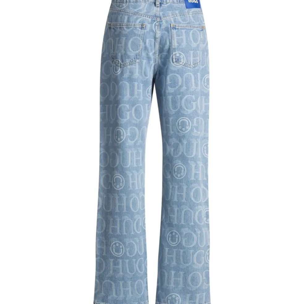 Hugo Wide Leg Relaxed Fit Jeans in Blue