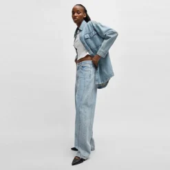 Hugo Wide Leg Relaxed Fit Jeans in Blue