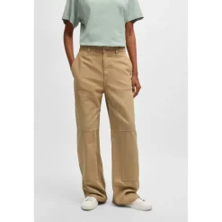 Hugo Womens Hacarpe 1 D B 10263769 01 Straight Leg Trousers in Beige