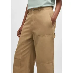 Hugo Womens Hacarpe 1 D B 10263769 01 Straight Leg Trousers in Beige