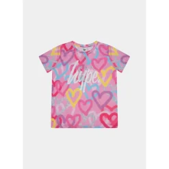 Hype Heart Graphic Regular Fit Crew Neck T-Shirt in Pink
