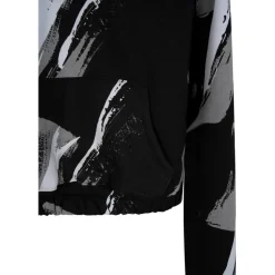 Hype Wave Cropped Hooded Relaxed Sweatshirt in Black