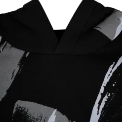 Hype Wave Cropped Hooded Relaxed Sweatshirt in Black