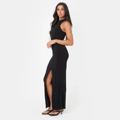 I Saw It First Button Front Maxi Dress in Black