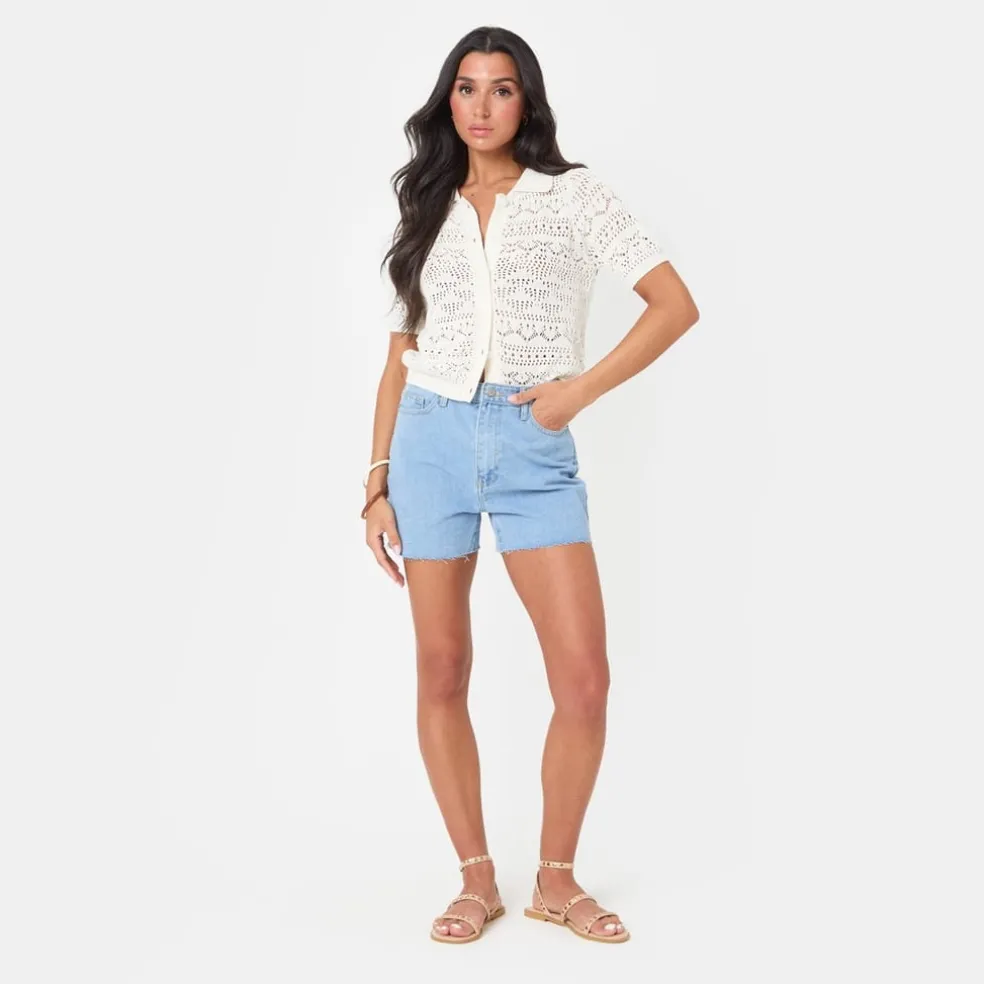 I Saw It First Crochet Lace Top in Cream