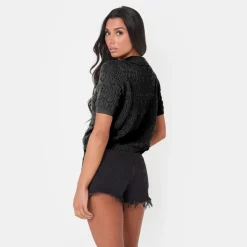 I Saw It First Crochet Lace Top in Black