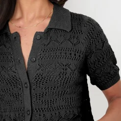 I Saw It First Crochet Lace Top in Black