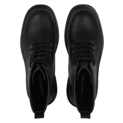 I Saw It First Lace Up Faux Leather Boots in Black