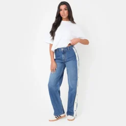 I Saw It First Side Stripe Wide Leg Jean in Blue