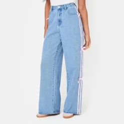 I Saw It First Side Wide Leg Jeans in Blue