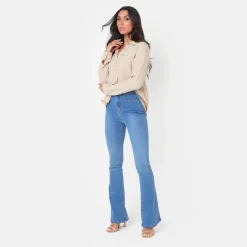 I Saw It First Waist Flare Jeans in Blue