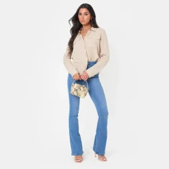 I Saw It First Waist Flare Jeans in Blue