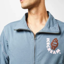 Icecream Regular Fit Mock Neck Athletic Sweatshirt in Blue