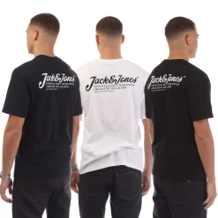 Jack and Jones 3 Pack Beau Footprint T-Shirts in Navy