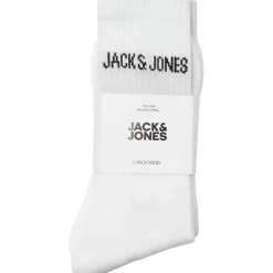 Jack and Jones 5 Pack Regen Lettering Junior Crew Socks in White
