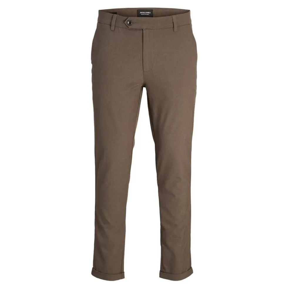 Jack and Jones Connor Slim Cut Roll Up Cuff Chinos in Brown
