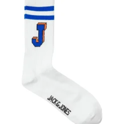 Jack and Jones Lettering Tennis Crew Socks in White