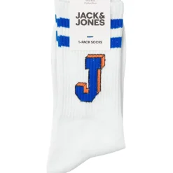 Jack and Jones Lettering Tennis Crew Socks in White