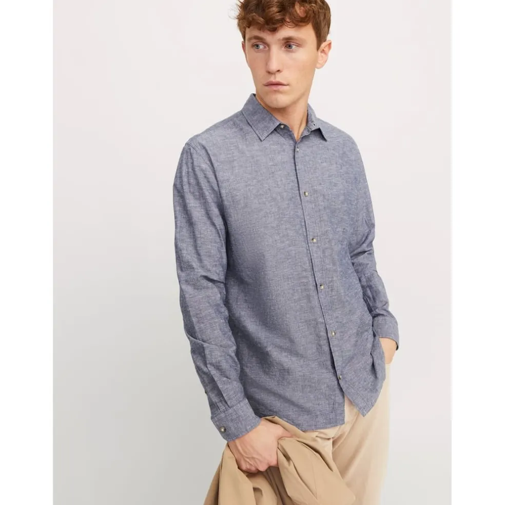 Jack and Jones Long Sleeve Regular Fit Shirt in Blue