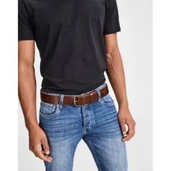 Jack and Jones Paul Leather Belt Mens in Brown