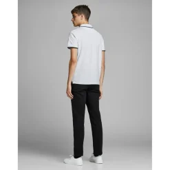 Jack and Jones Paulos Tipped Pique Short Sleeve Polo Shirt in White