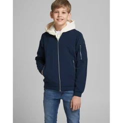 Jack and Jones Rush Zip Neck Bomber Jacket in Blue