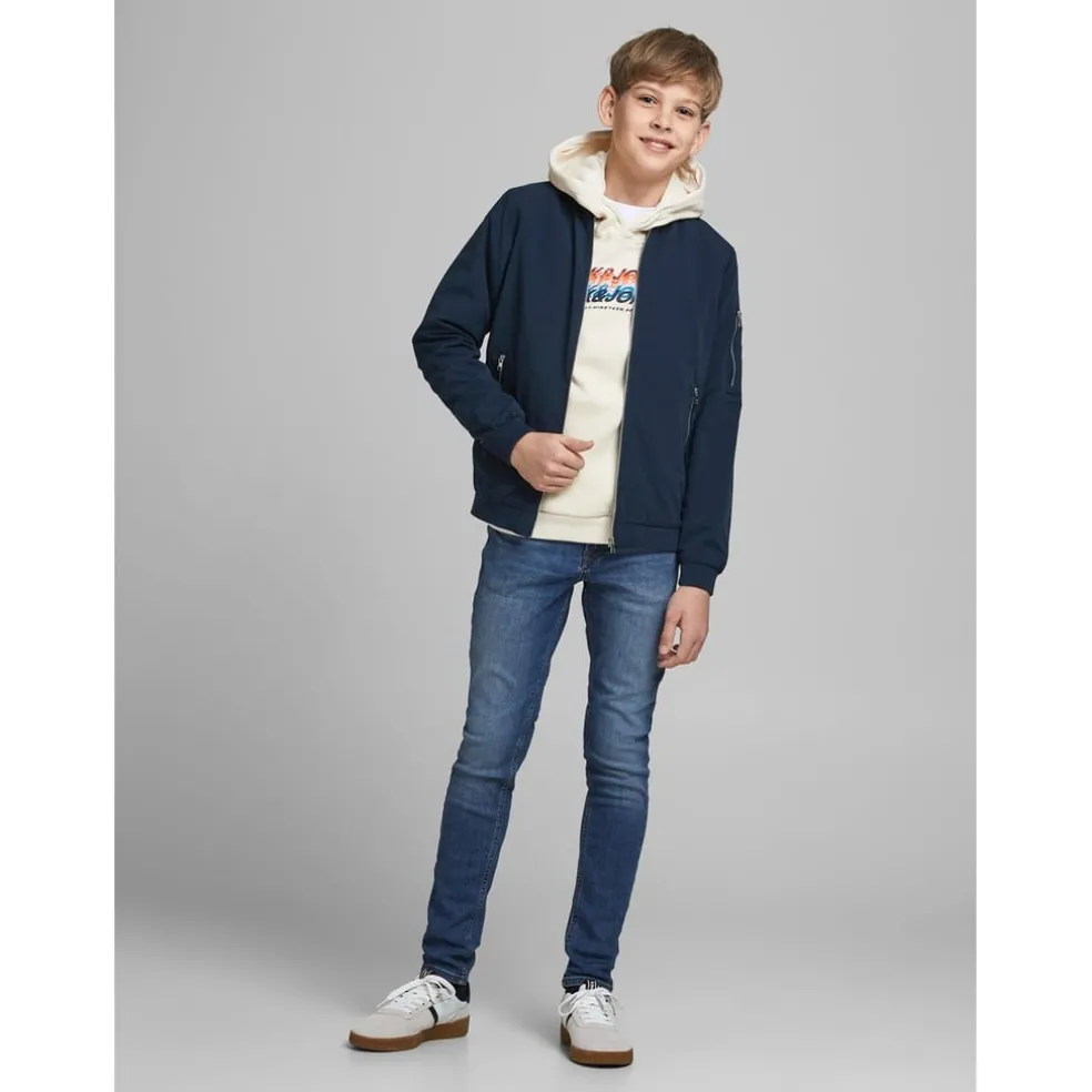 Jack and Jones Rush Zip Neck Bomber Jacket in Blue