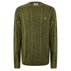 Jack Wills Acid Wash Cable Knit Jumper in Green