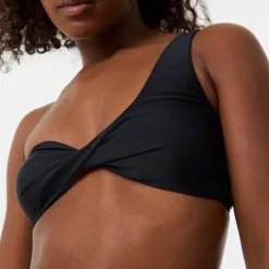 Jack Wills Asymmetric Twist Front Bikini Top in Black
