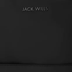 Jack Wills Black Coated Backpack with Logo in Black