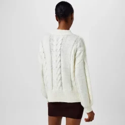 Jack Wills Cable Long Sleeve Relaxed Fit Sweater in White