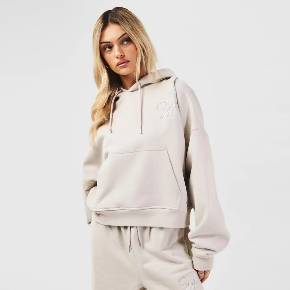 Jack Wills Cropped Hooded Relaxed Fit Sweatshirt in Neutral