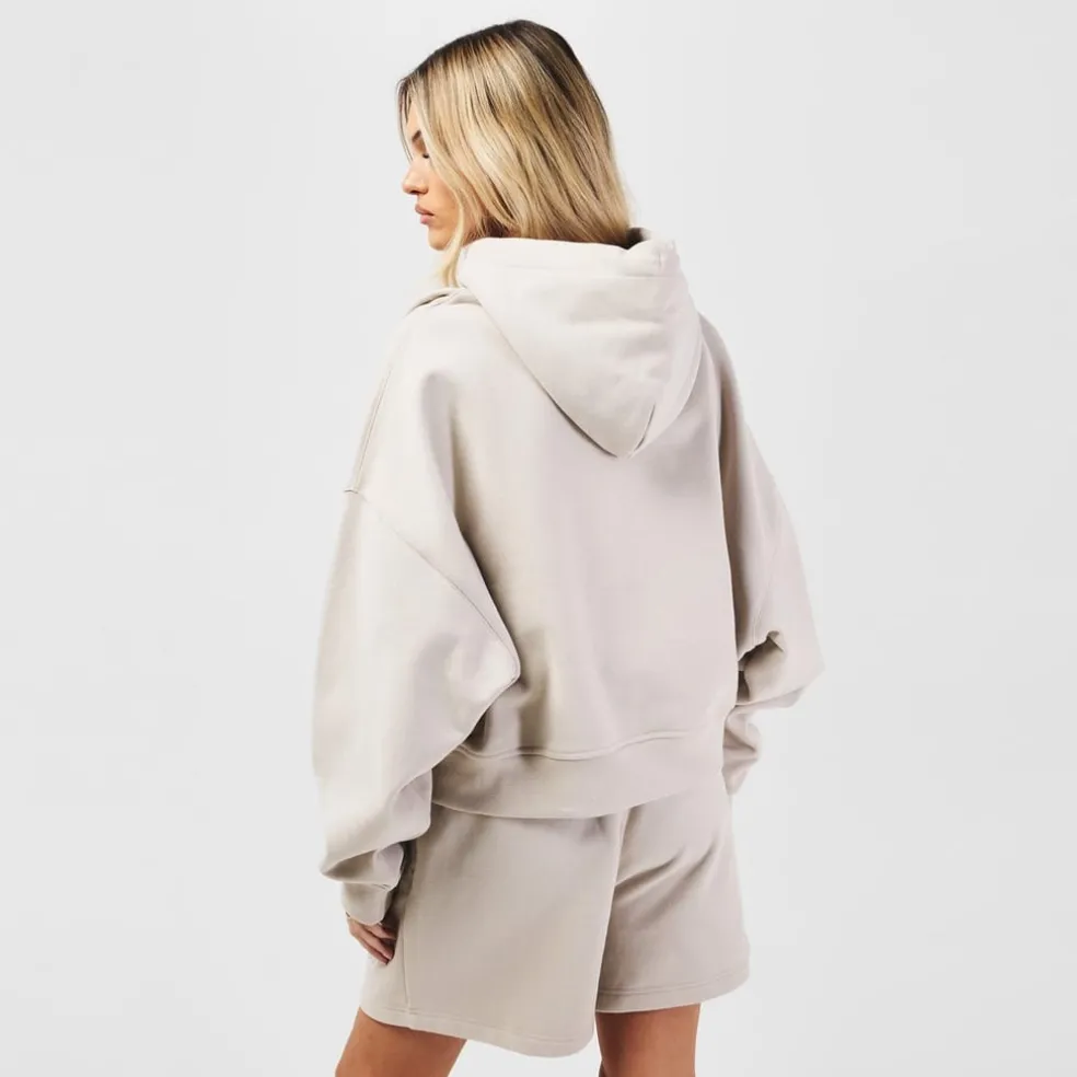 Jack Wills Cropped Hooded Relaxed Fit Sweatshirt in Neutral