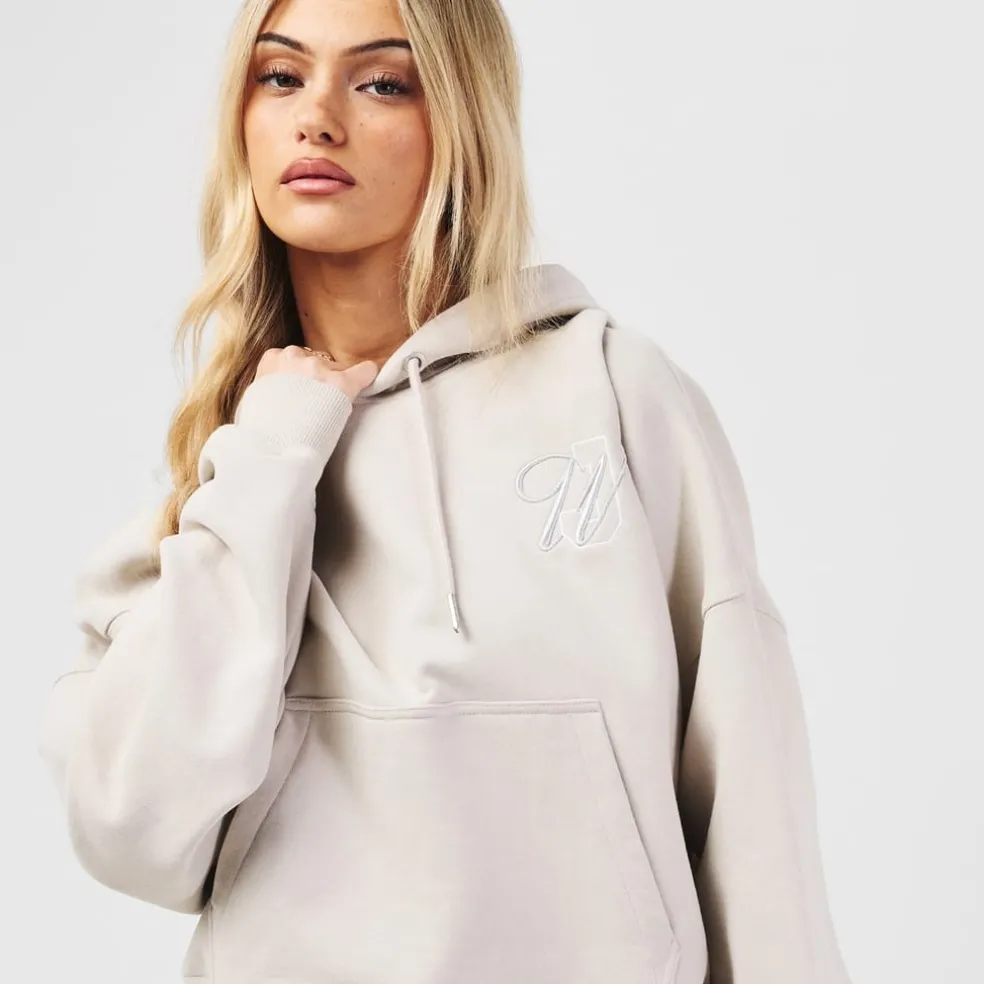 Jack Wills Cropped Hooded Relaxed Fit Sweatshirt in Neutral