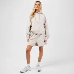 Jack Wills Cropped Hooded Relaxed Fit Sweatshirt in Neutral