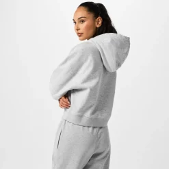 Jack Wills Cropped Hooded Baggy Sweatshirt in Grey