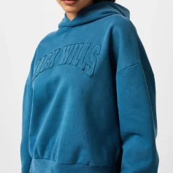 Jack Wills Cropped Hooded Relaxed Sweatshirt in Blue