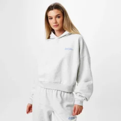 Jack Wills Cropped Hooded Relaxed Sweatshirt in White