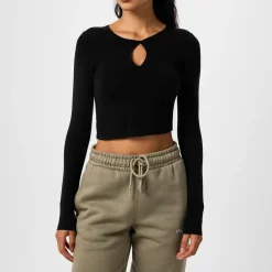 Jack Wills Cropped Keyhole Slim Fit Top in Black
