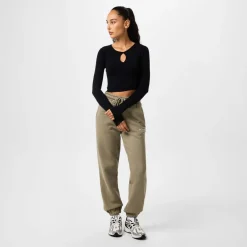 Jack Wills Cropped Keyhole Slim Fit Top in Black