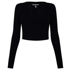 Jack Wills Cropped Keyhole Slim Fit Top in Black