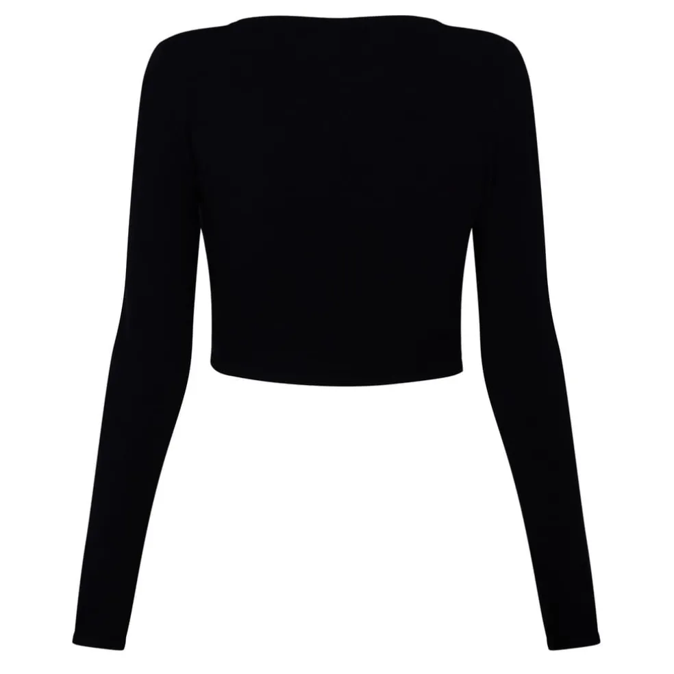 Jack Wills Cropped Keyhole Slim Fit Top in Black