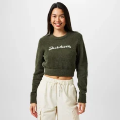 Jack Wills Cropped Knit Jacquard Sweatshirt in Multi