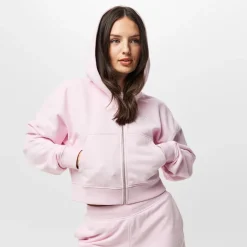 Jack Wills Cropped Relaxed Fit Hooded Sweatshirt in Pink
