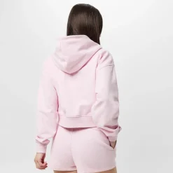 Jack Wills Cropped Relaxed Fit Hooded Sweatshirt in Pink