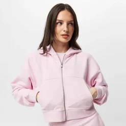 Jack Wills Cropped Relaxed Fit Hooded Sweatshirt in Pink