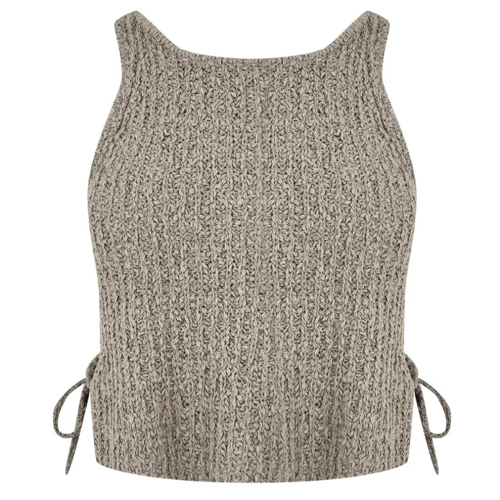 Jack Wills Cropped Scoop Neck Slim Fit Tank in Brown