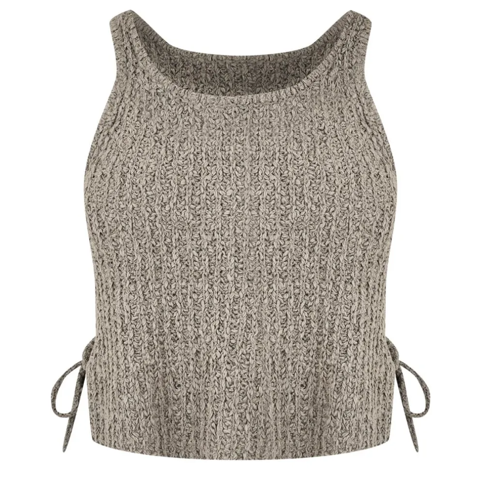 Jack Wills Cropped Scoop Neck Slim Fit Tank in Brown