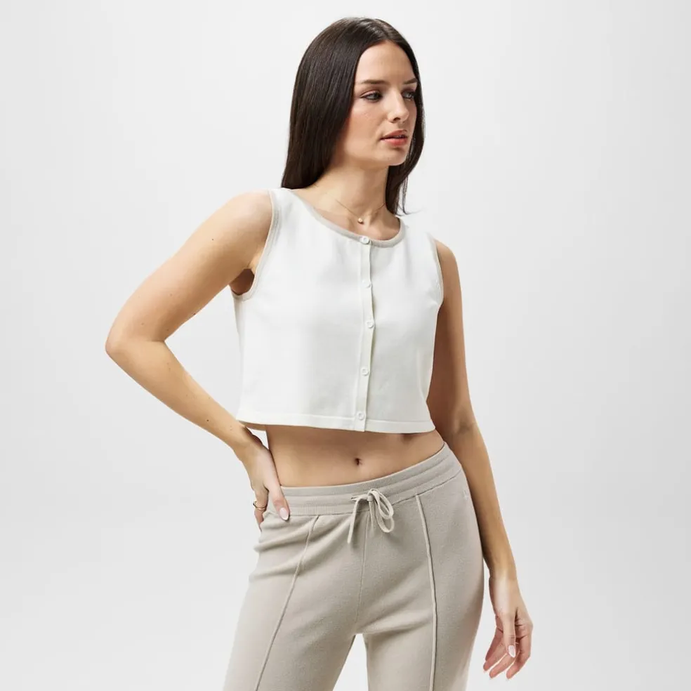 Jack Wills Cropped Scoop Neck Regular Fit Tank in White